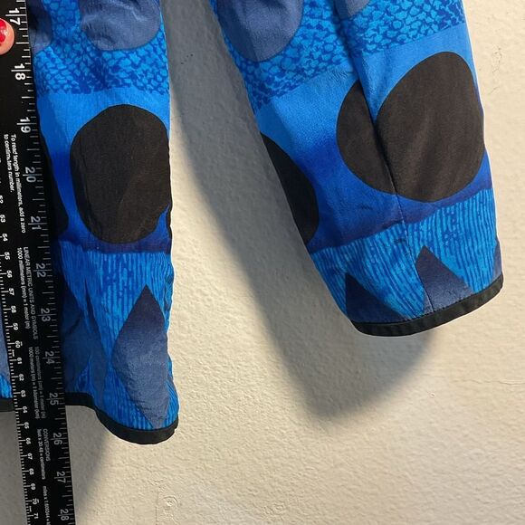 Anne Crimmins UMI Collections Ladies Blazer 4 Blue Black 100% Silk Print Jacket - Picture 7 of 10